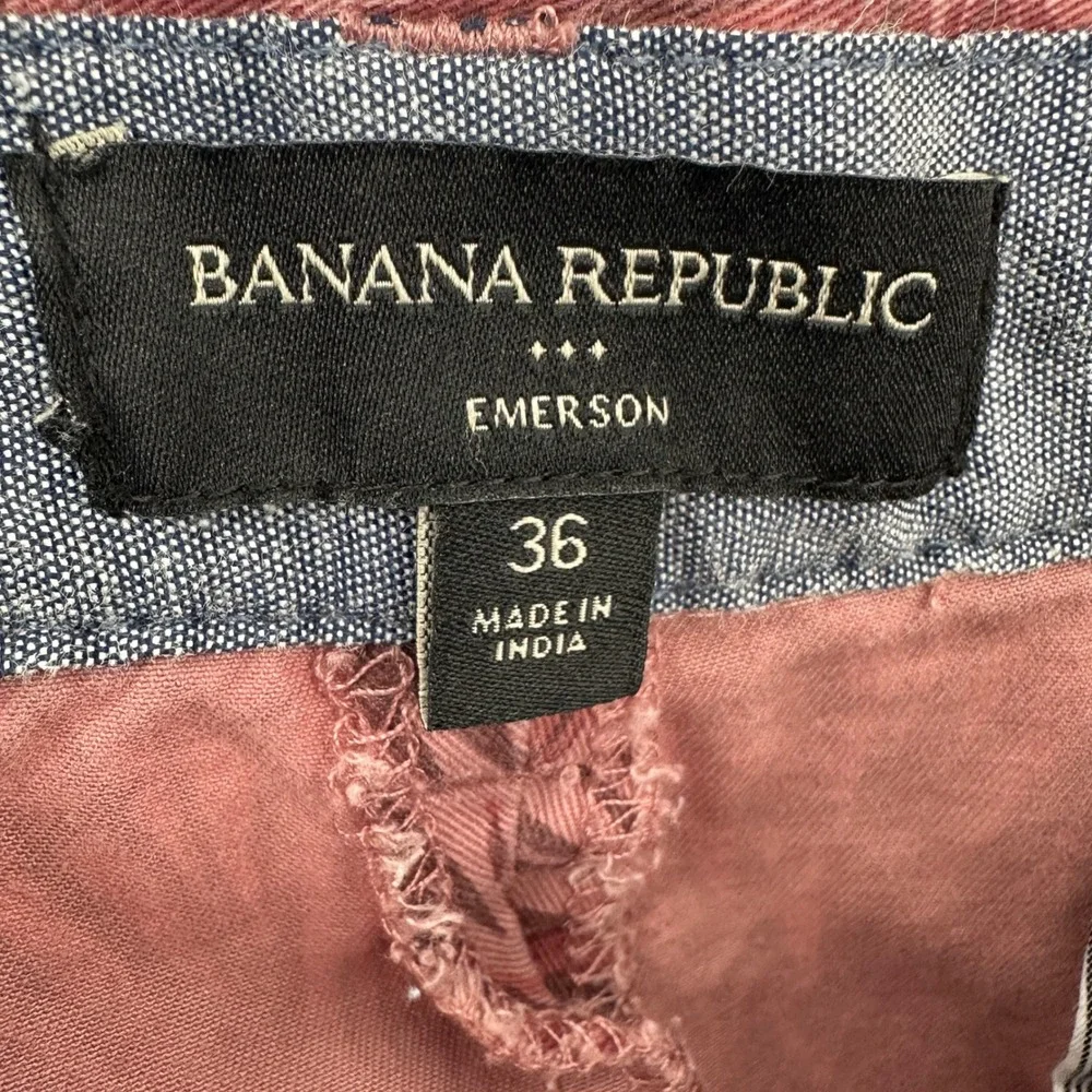 Banana Republic Emerson Shorts Mens 36 Pink Tropical Palm Leaf Print Cotton